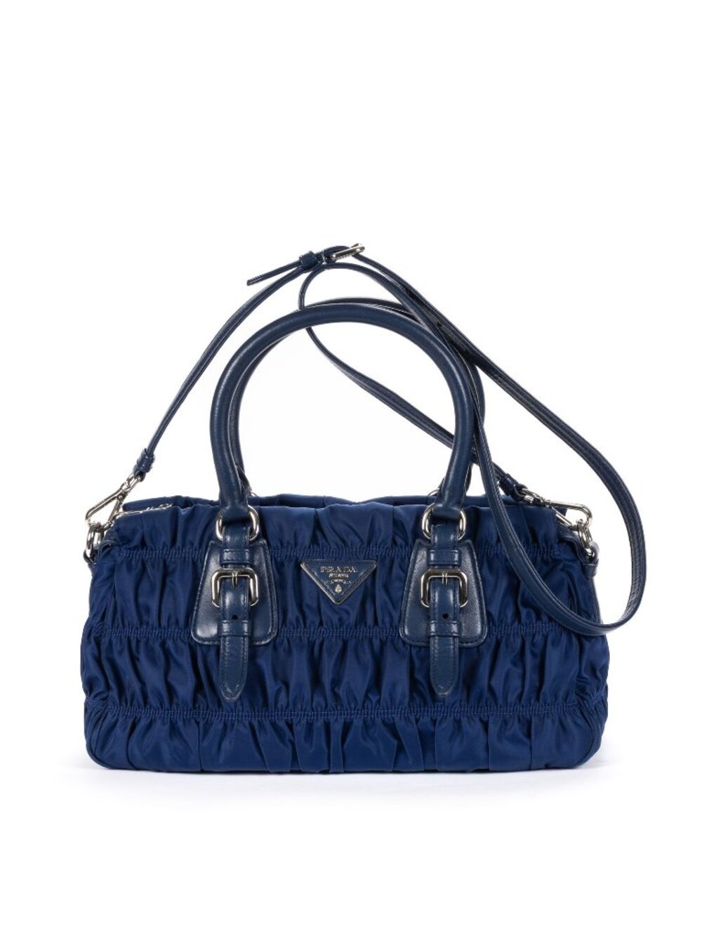 Prada Zip Shopping Tote Navy Tessuto Gaufre Canvas
